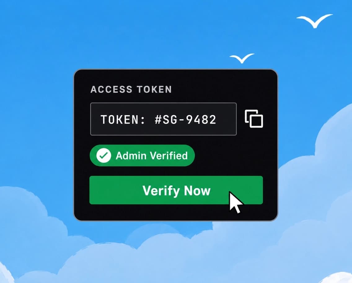 Verifying Facebook group administrator ownership using a one-time About description token